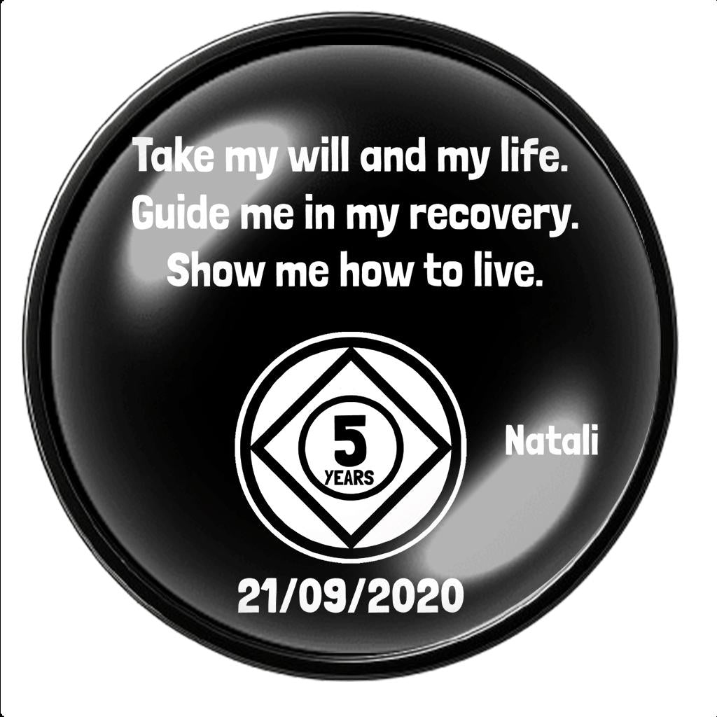 Black Sobriety Coin: Skulls & Demons, AA Medallion Recovery Gift