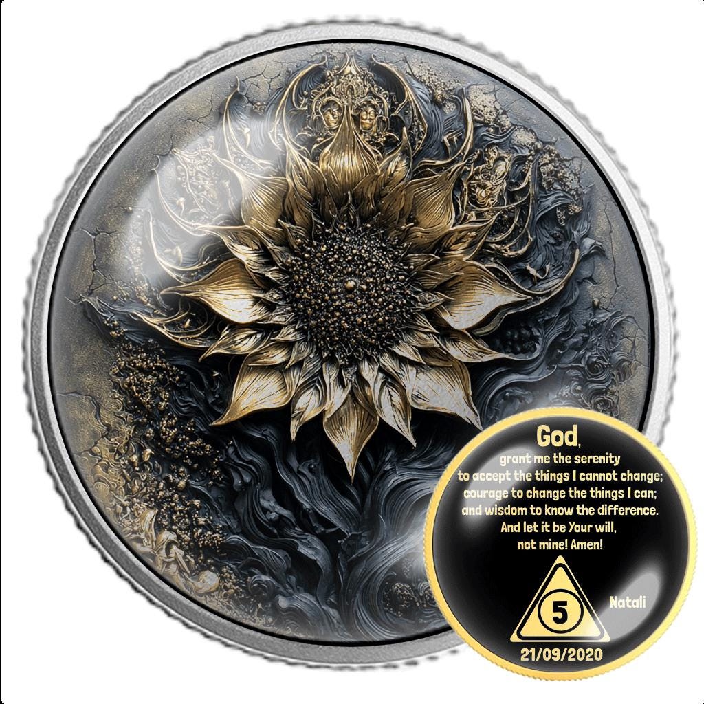 BestSeller Personalized Tree of Life Sobriety Coin: AA NA Recovery Gift with Serenity Prayer