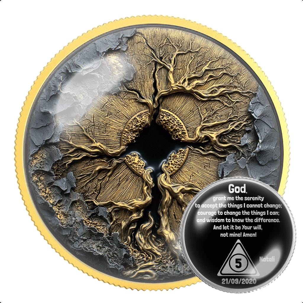 BestSeller Tree of Life Sobriety Coin: Personalized AA NA Recovery Gift