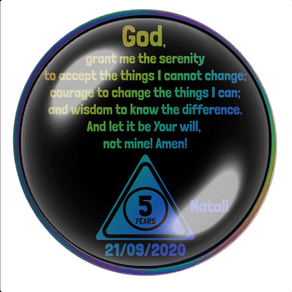 Rainbow Sobriety Coin – Screaming Skull, Personalized Clean Date