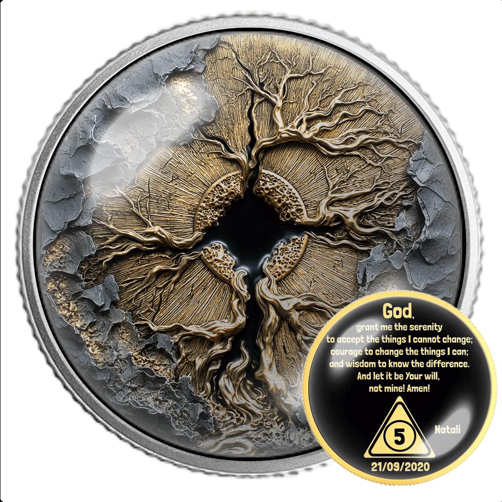 BestSeller Tree of Life Sobriety Coin: Personalized AA NA Recovery Gift