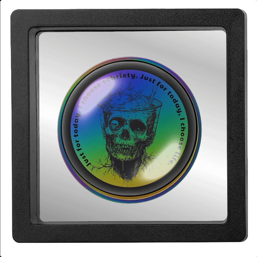Rainbow Sobriety Coin: Skull Design, 'Just for Today' Token