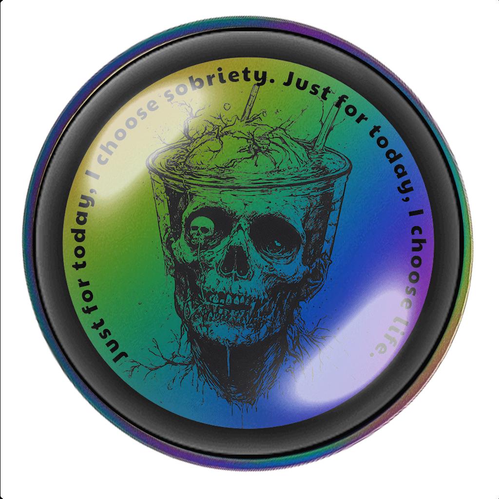 Rainbow Sobriety Coin: Skull Design, 'Just for Today' Token