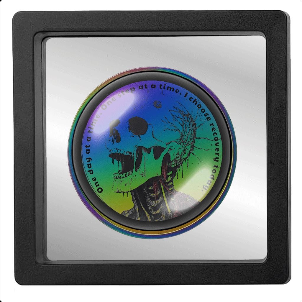 Rainbow Sobriety Coin – Screaming Skull, Personalized Clean Date