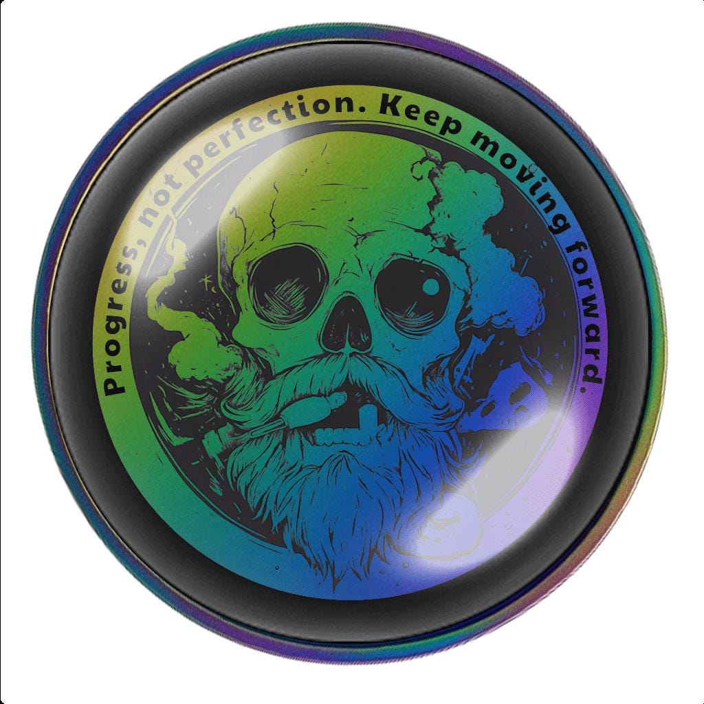 Rainbow Bearded Skull Sobriety Coin – Serenity Prayer Recovery Token