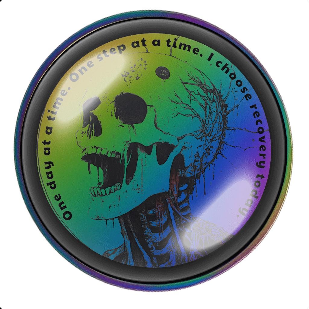 Rainbow Sobriety Coin – Screaming Skull, Personalized Clean Date